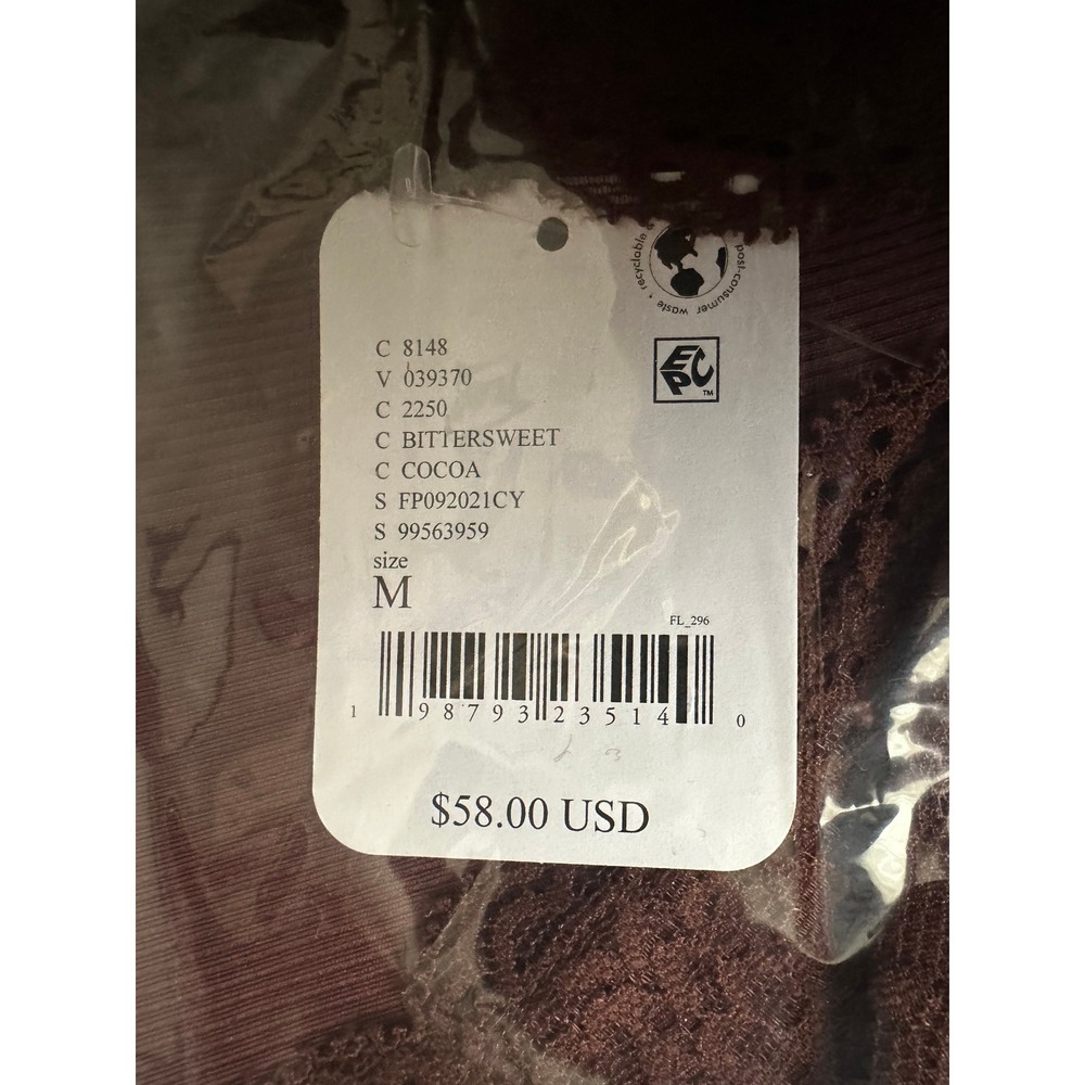 NWT Intimately Free People Lace Cami Top Plunge Low Back Ribbed Bodice Cocoa M - Picture 7 of 8